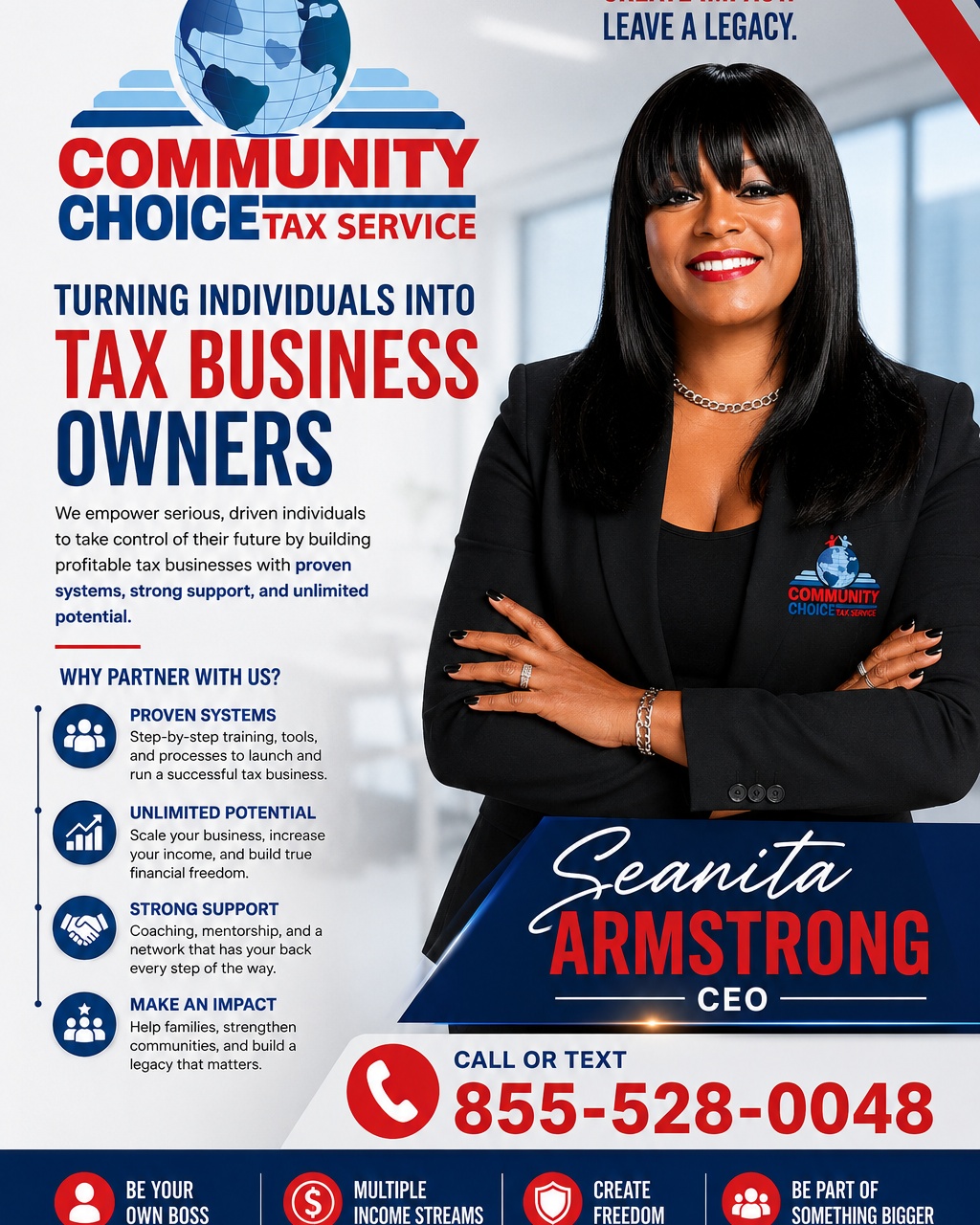 🚨 BIG NEWS! COMMUNITY CHOICE TAX FRANCHISE IS HITTING THE ROAD! 🚨

🌎 We're preparing for a Multi-City Tour and we want to know...

📍 WHAT CITY SHOULD WE VISIT NEXT?

If you've ever dreamed of owning your own tax franchise, building generational wealth, creating multiple streams of income, and becoming your own boss, this tour is for YOU!

At Community Choice Tax Franchise, we're turning motivated individuals into successful tax business owners through training, support, proven systems, and year-round opportunities.

🔥 TOUR DATES COMING SOON! 🔥

Drop your city in the comments below ⬇️ and let us know where you'd like us to visit!

📣 LIKE this post
📣 SHARE with your network
📣 FOLLOW our page for updates
📣 TAG someone who wants to own their own Tax Franchise

The next successful tax franchise owner could be YOU!

💼 Community Choice Tax Franchise
📞 Call or Text: 855-528-0048

#CommunityChoiceTaxFranchise #TaxFranchise #OwnYourBusiness #TaxBusinessOwner #Entrepreneurship #BusinessOwnership #FinancialFreedom #GenerationalWealth #TaxProfessional #SmallBusinessOwner #FranchiseOpportunity #BeYourOwnBoss #MultiCityTour #CommunityChoiceTaxService #TaxSeasonSuccess #BusinessGrowth #LegacyBuilding #DetroitBusiness #TaxIndustry #EntrepreneurLife